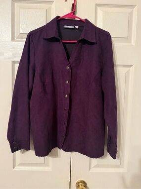 croft & barrow Deep Purple Suede Button-Down Shirt